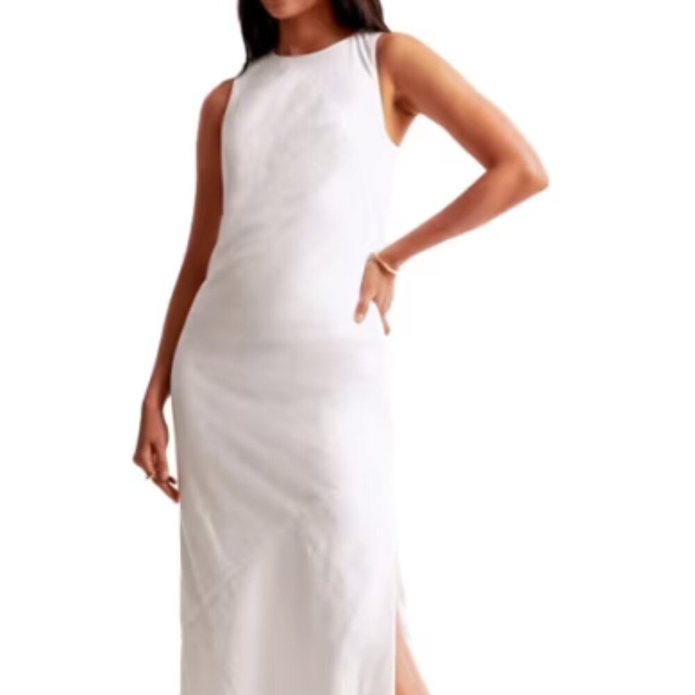 Abercrombie High-Neck Linen-Blend Maxi Dress - Picture 2 of 2